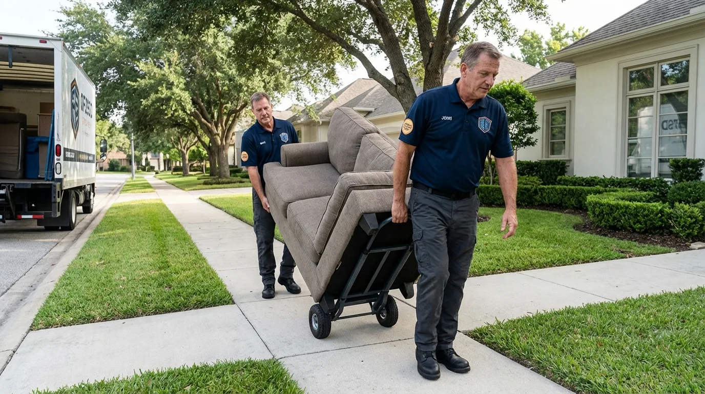 Local residential moving crew loading furniture in Wells, MN